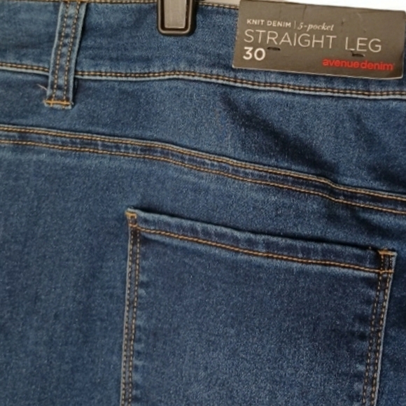 AVENUE DENIM Butter Straight Leg 5 Pocket Knit Denim Blue Jeans 30 NWT - Picture 7 of 9